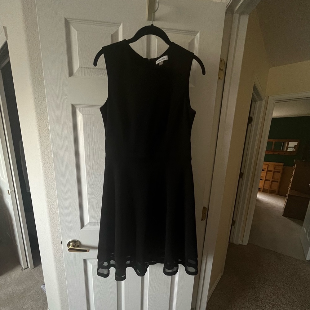 Black Ruffle Hem Fit & Flare Dress Formal